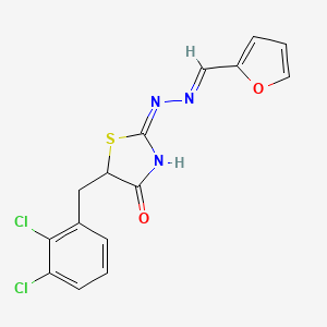 (2E)-5-(2,3-dichlorobenzyl)-2-[(2E)-(furan-2-ylmethylidene)hydrazinylidene]-1,3-thiazolidin-4-one