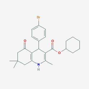 molecular formula C25H30BrNO3 B11706479 Cyclohexyl 4-(4-bromophenyl)-2,7,7-trimethyl-5-oxo-1,4,5,6,7,8-hexahydroquinoline-3-carboxylate 