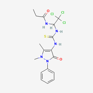 N-{2,2,2-Trichloro-1-[3-(1,5-dimethyl-3-oxo-2-phenyl-2,3-dihydro-1H-pyrazol-4-yl)-thioureido]-ethyl}-propionamide