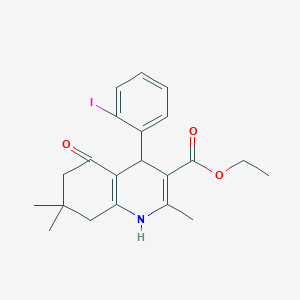 molecular formula C21H24INO3 B11706517 Ethyl 4-(2-iodophenyl)-2,7,7-trimethyl-5-oxo-1,4,5,6,7,8-hexahydroquinoline-3-carboxylate 