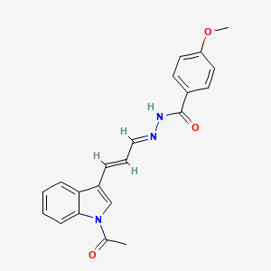 N'-[(1E,2E)-3-(1-acetyl-1H-indol-3-yl)prop-2-en-1-ylidene]-4-methoxybenzohydrazide