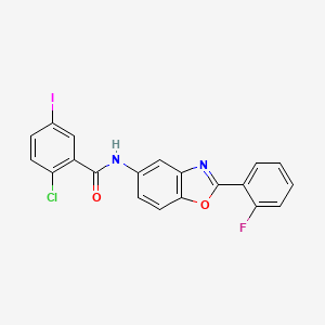 2-chloro-N-[2-(2-fluorophenyl)-1,3-benzoxazol-5-yl]-5-iodobenzamide