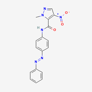 molecular formula C17H14N6O3 B11706559 1-methyl-4-nitro-N-{4-[(E)-phenyldiazenyl]phenyl}-1H-pyrazole-5-carboxamide CAS No. 356564-97-1