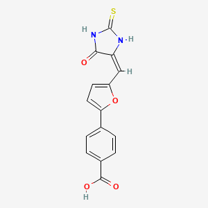 4-{5-[(E)-(5-oxo-2-thioxoimidazolidin-4-ylidene)methyl]furan-2-yl}benzoic acid