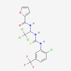 molecular formula C15H10Cl4F3N3O2S B11706635 N-[2,2,2-trichloro-1-({[2-chloro-5-(trifluoromethyl)phenyl]carbamothioyl}amino)ethyl]furan-2-carboxamide 