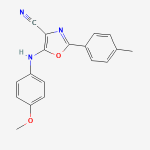 molecular formula C18H15N3O2 B11706671 5-[(4-Methoxyphenyl)amino]-2-(4-methylphenyl)-1,3-oxazole-4-carbonitrile 