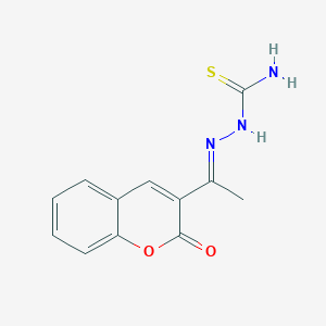 molecular formula C12H11N3O2S B11706771 (2E)-2-[1-(2-oxo-2H-chromen-3-yl)ethylidene]hydrazinecarbothioamide 