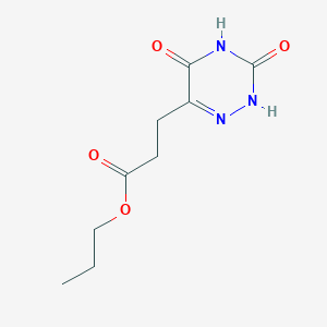 molecular formula C9H13N3O4 B11706786 Propyl 3-(3,5-dihydroxy-1,2,4-triazin-6-yl)propanoate 