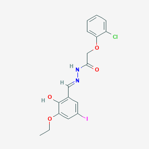 molecular formula C17H16ClIN2O4 B11706831 2-(2-Chlorophenoxy)-N'-[(E)-(3-ethoxy-2-hydroxy-5-iodophenyl)methylidene]acetohydrazide 