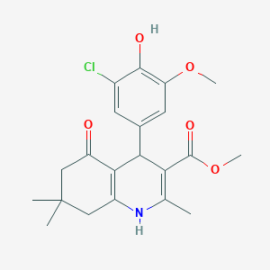 molecular formula C21H24ClNO5 B11706872 Methyl 4-(3-chloro-4-hydroxy-5-methoxyphenyl)-2,7,7-trimethyl-5-oxo-1,4,5,6,7,8-hexahydroquinoline-3-carboxylate 