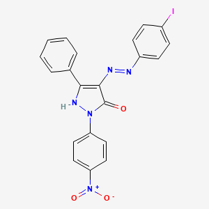 (4E)-4-[2-(4-iodophenyl)hydrazinylidene]-2-(4-nitrophenyl)-5-phenyl-2,4-dihydro-3H-pyrazol-3-one