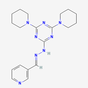 2,4-di(piperidin-1-yl)-6-[(2E)-2-(pyridin-3-ylmethylidene)hydrazinyl]-1,3,5-triazine