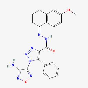 molecular formula C22H20N8O3 B11706910 1-(4-amino-1,2,5-oxadiazol-3-yl)-N'-[(1Z)-6-methoxy-3,4-dihydronaphthalen-1(2H)-ylidene]-5-phenyl-1H-1,2,3-triazole-4-carbohydrazide 