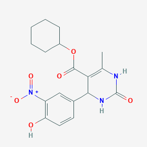 molecular formula C18H21N3O6 B11706921 Cyclohexyl 4-(4-hydroxy-3-nitrophenyl)-6-methyl-2-oxo-1,2,3,4-tetrahydropyrimidine-5-carboxylate 