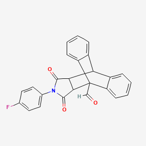 molecular formula C25H16FNO3 B11706965 17-(4-Fluorophenyl)-16,18-dioxo-17-azapentacyclo[6.6.5.0~2,7~.0~9,14~.0~15,19~]nonadeca-2,4,6,9,11,13-hexaene-1-carbaldehyde (non-preferred name) 