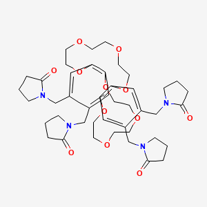 molecular formula C44H60N4O12 B11706966 1,1',1'',1'''-(6,7,9,10,12,13,20,21,23,24,26,27-Dodecahydrodibenzo[b,n][1,4,7,10,13,16,19,22]octaoxacyclotetracosine-2,3,16,17-tetrayltetramethanediyl)tetrapyrrolidin-2-one 