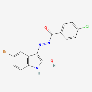 molecular formula C15H9BrClN3O2 B11706998 N'-[(3E)-5-bromo-2-oxo-1,2-dihydro-3H-indol-3-ylidene]-4-chlorobenzohydrazide 