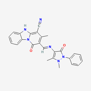 (2Z)-2-[[(1,5-dimethyl-3-oxo-2-phenylpyrazol-4-yl)amino]methylidene]-3-methyl-1-oxopyrido[1,2-a]benzimidazole-4-carbonitrile