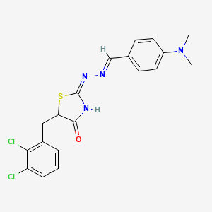 (2E)-5-(2,3-dichlorobenzyl)-2-{(2E)-[4-(dimethylamino)benzylidene]hydrazinylidene}-1,3-thiazolidin-4-one