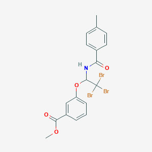 molecular formula C18H16Br3NO4 B11707084 Methyl 3-{2,2,2-tribromo-1-[(4-methylbenzoyl)amino]ethoxy}benzoate 