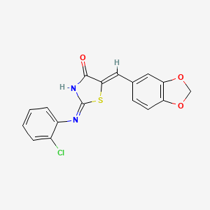 molecular formula C17H11ClN2O3S B11707104 (2E,5Z)-5-(1,3-benzodioxol-5-ylmethylidene)-2-[(2-chlorophenyl)imino]-1,3-thiazolidin-4-one 