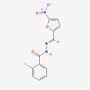 molecular formula C12H8IN3O4 B11707121 2-iodo-N'-[(E)-(5-nitrofuran-2-yl)methylidene]benzohydrazide 