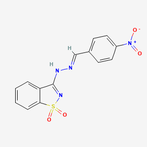 molecular formula C14H10N4O4S B11707163 4-Nitrobenzaldehyde (1,1-dioxido-1,2-benzisothiazol-3-yl)hydrazone 