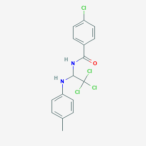 molecular formula C16H14Cl4N2O B11707215 4-chloro-N-{2,2,2-trichloro-1-[(4-methylphenyl)amino]ethyl}benzamide 