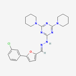 molecular formula C24H28ClN7O B11707234 2-[(2E)-2-{[5-(3-chlorophenyl)furan-2-yl]methylidene}hydrazinyl]-4,6-di(piperidin-1-yl)-1,3,5-triazine 