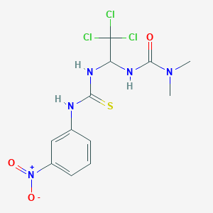 molecular formula C12H14Cl3N5O3S B11707238 N,N-dimethyl-N'-(2,2,2-trichloro-1-{[(3-nitroanilino)carbothioyl]amino}ethyl)urea 