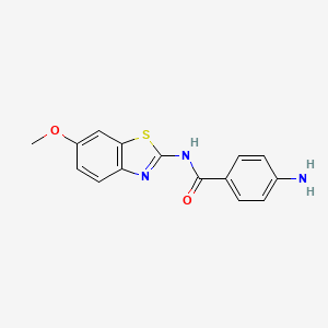 molecular formula C15H13N3O2S B11707264 4-amino-N-(6-methoxy-1,3-benzothiazol-2-yl)benzamide 