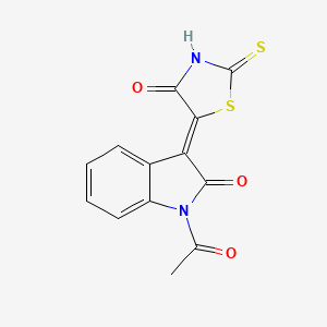 molecular formula C13H8N2O3S2 B11707265 (3Z)-1-acetyl-3-(4-oxo-2-thioxo-1,3-thiazolidin-5-ylidene)-1,3-dihydro-2H-indol-2-one 