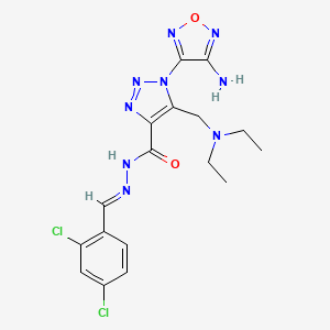 molecular formula C17H19Cl2N9O2 B11707270 1-(4-amino-1,2,5-oxadiazol-3-yl)-N'-[(E)-(2,4-dichlorophenyl)methylidene]-5-[(diethylamino)methyl]-1H-1,2,3-triazole-4-carbohydrazide 