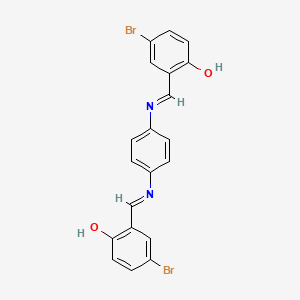 molecular formula C20H14Br2N2O2 B11707281 4-Bromo-2-{(E)-[(4-{[(E)-(5-bromo-2-hydroxyphenyl)methylidene]amino}phenyl)imino]methyl}phenol 