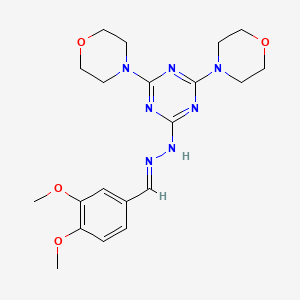 2-[(2E)-2-(3,4-dimethoxybenzylidene)hydrazinyl]-4,6-di(morpholin-4-yl)-1,3,5-triazine