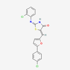 (5Z)-2-(2-chloroanilino)-5-[[5-(4-chlorophenyl)furan-2-yl]methylidene]-1,3-thiazol-4-one