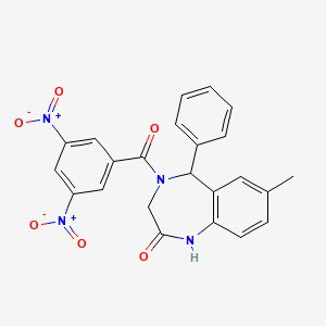 molecular formula C23H18N4O6 B11707430 4-(3,5-dinitrobenzoyl)-7-methyl-5-phenyl-4,5-dihydro-1H-benzo[e][1,4]diazepin-2(3H)-one 