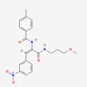 molecular formula C21H23N3O5 B11707450 N-[(E)-1-{[(3-methoxypropyl)amino]carbonyl}-2-(3-nitrophenyl)ethenyl]-4-methylbenzamide 