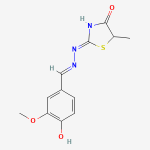 2-[(2E)-2-(4-hydroxy-3-methoxybenzylidene)hydrazinyl]-5-methyl-1,3-thiazol-4(5H)-one