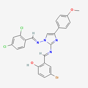 molecular formula C24H17BrCl2N4O2 B11707463 4-bromo-2-[(E)-{[1-{[(E)-(2,4-dichlorophenyl)methylidene]amino}-4-(4-methoxyphenyl)-1H-imidazol-2-yl]imino}methyl]phenol 