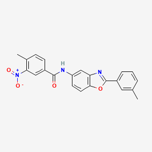 molecular formula C22H17N3O4 B11707669 4-methyl-N-[2-(3-methylphenyl)-1,3-benzoxazol-5-yl]-3-nitrobenzamide 