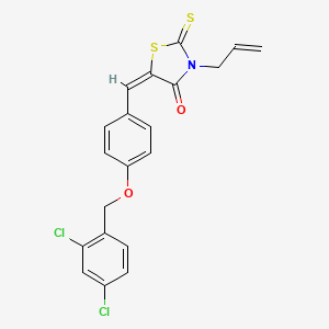 molecular formula C20H15Cl2NO2S2 B11707687 (5E)-5-{4-[(2,4-dichlorobenzyl)oxy]benzylidene}-3-(prop-2-en-1-yl)-2-thioxo-1,3-thiazolidin-4-one 