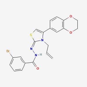 3-bromo-N'-[(2E)-4-(2,3-dihydro-1,4-benzodioxin-6-yl)-3-(prop-2-en-1-yl)-1,3-thiazol-2(3H)-ylidene]benzohydrazide