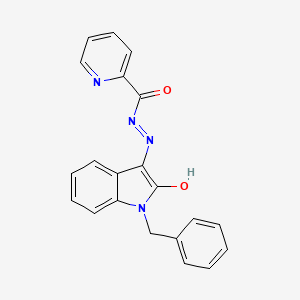 molecular formula C21H16N4O2 B11707719 N'-[(3Z)-1-benzyl-2-oxo-1,2-dihydro-3H-indol-3-ylidene]pyridine-2-carbohydrazide 