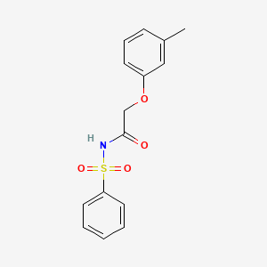 molecular formula C15H15NO4S B11707724 N-(benzenesulfonyl)-2-(3-methylphenoxy)acetamide CAS No. 17811-69-7