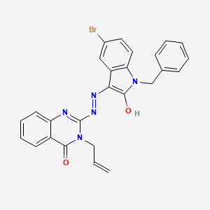 (3E)-1-benzyl-5-bromo-1H-indole-2,3-dione 3-[(3-allyl-4-oxo-3,4-dihydro-2-quinazolinyl)hydrazone]