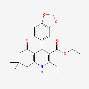 Ethyl 4-(1,3-benzodioxol-5-yl)-2-ethyl-7,7-dimethyl-5-oxo-1,4,5,6,7,8-hexahydroquinoline-3-carboxylate