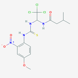 molecular formula C15H19Cl3N4O4S B11707807 3-Methyl-N-(2,2,2-trichloro-1-{[(4-methoxy-2-nitrophenyl)carbamothioyl]amino}ethyl)butanamide 