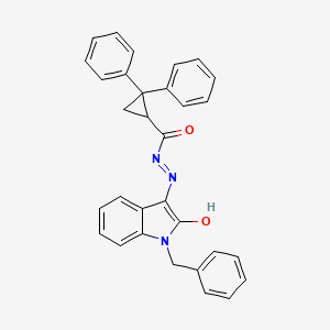 N'-[(3Z)-1-benzyl-2-oxo-1,2-dihydro-3H-indol-3-ylidene]-2,2-diphenylcyclopropanecarbohydrazide