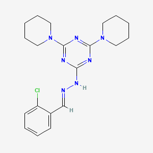 molecular formula C20H26ClN7 B11707830 2-[(2E)-2-(2-chlorobenzylidene)hydrazinyl]-4,6-di(piperidin-1-yl)-1,3,5-triazine 